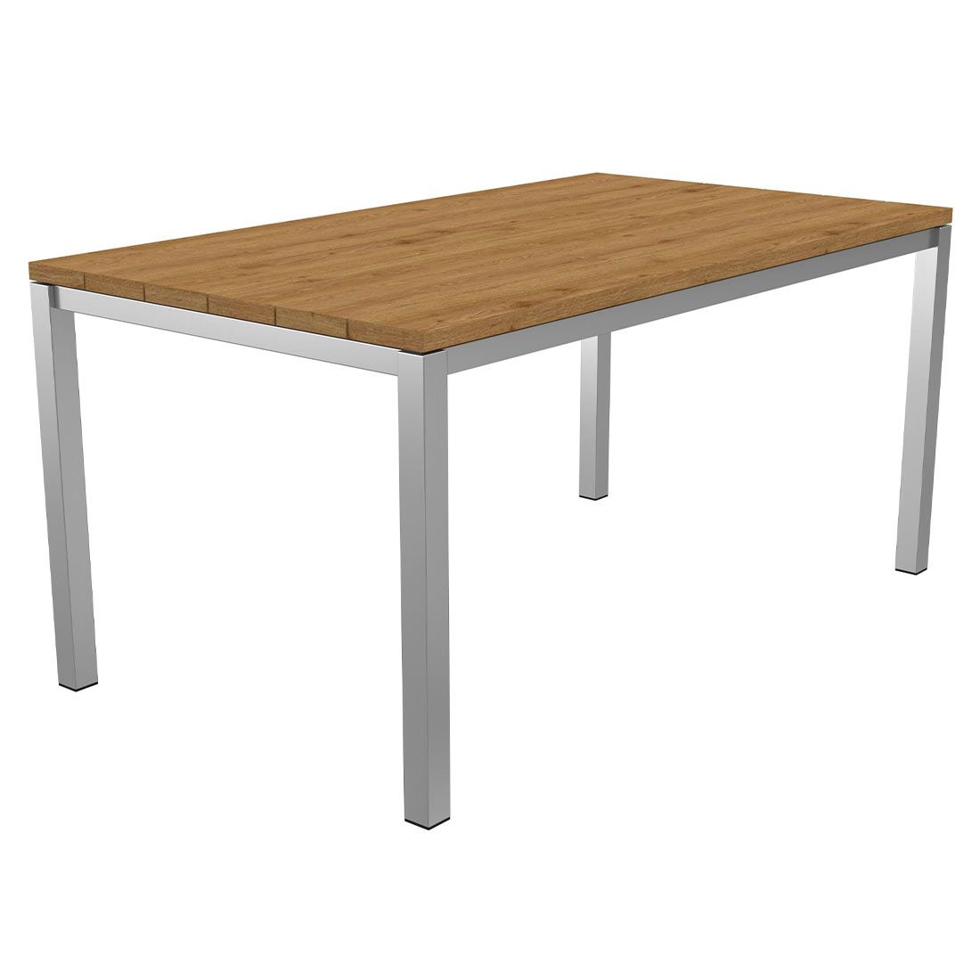 Hagebord Rimini rustfritt stål resirkulert teak 160x90 cm forfra