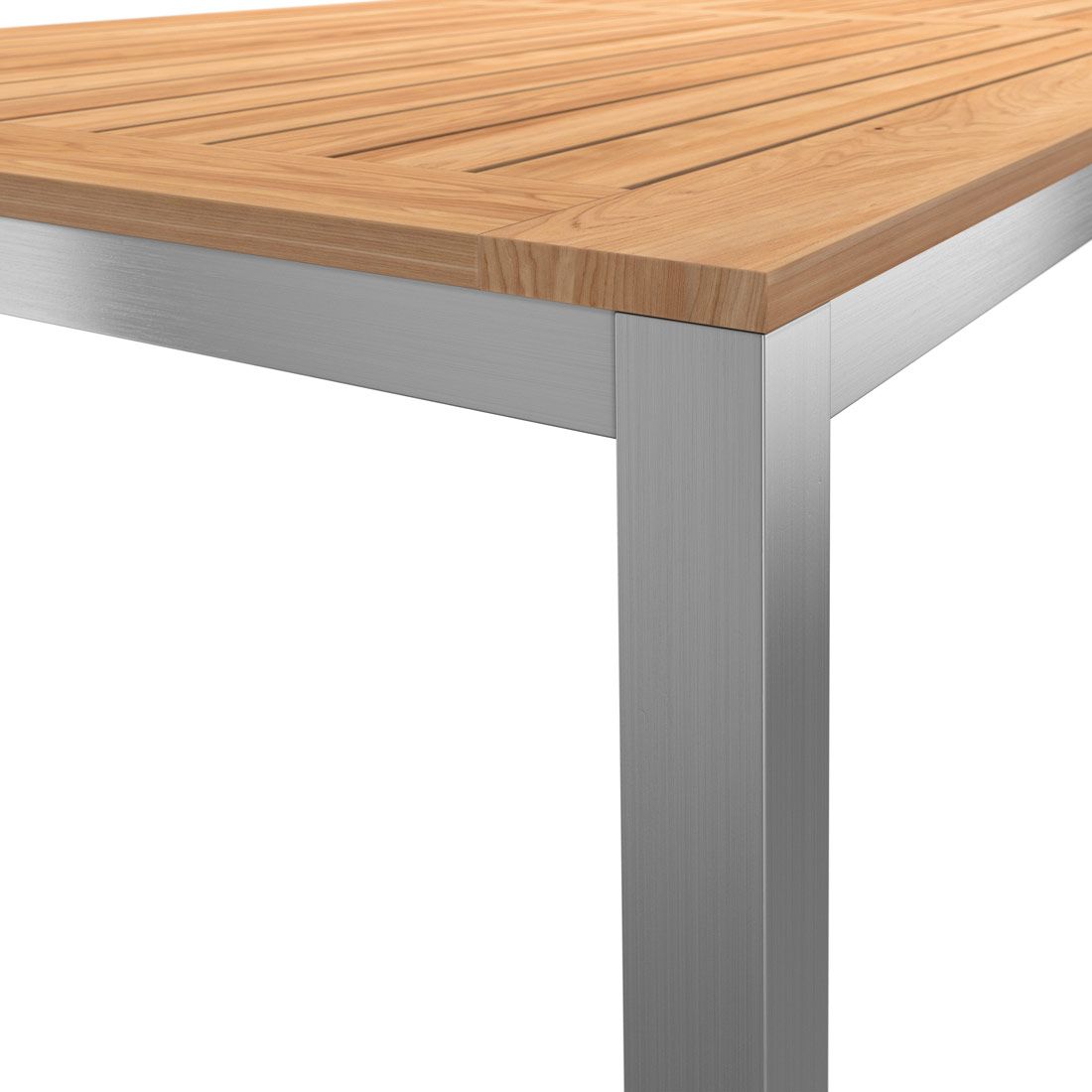 Nærbilde av rustfri stålranke på Hagebord rustfritt stål/teak 220x100 cm - OUTLIV