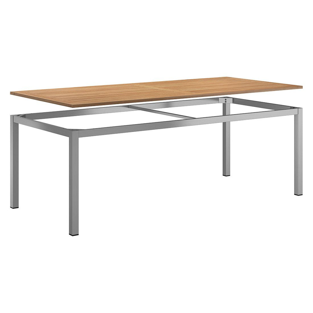 Montert Hagebord rustfritt stål/teak 220x100 cm - OUTLIV på terrasse