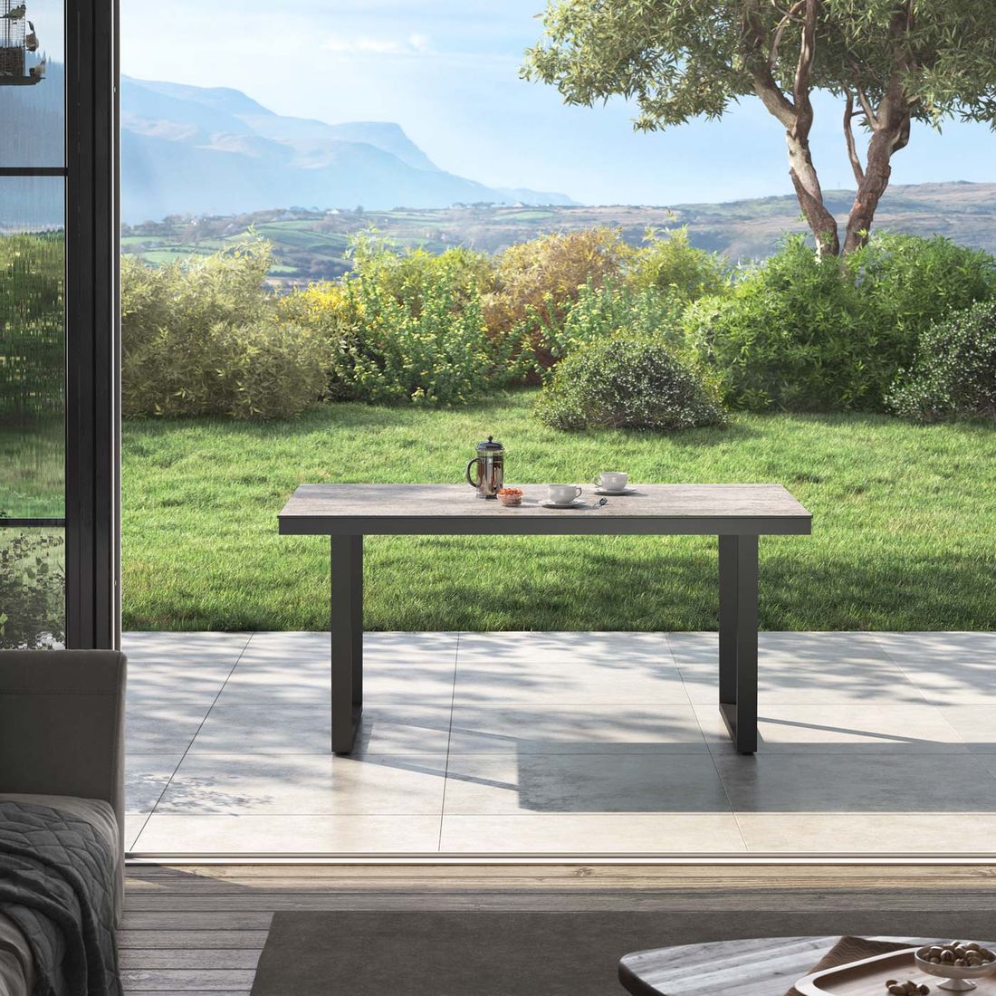 Hagebord rustfritt stål/Dekton 160x90 cm antrasitt - OUTLIV bakside