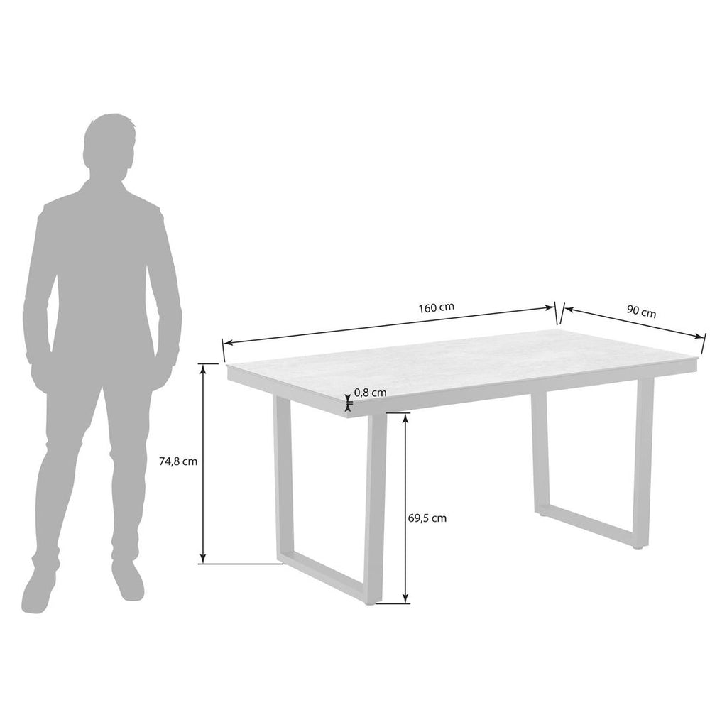 Detalj av bordplate på Hagebord rustfritt stål/Dekton 160x90 cm antrasitt - OUTLIV
