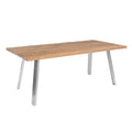 Hagebord rustfritt stål og resirkulert teak 200x100 cm sett forfra