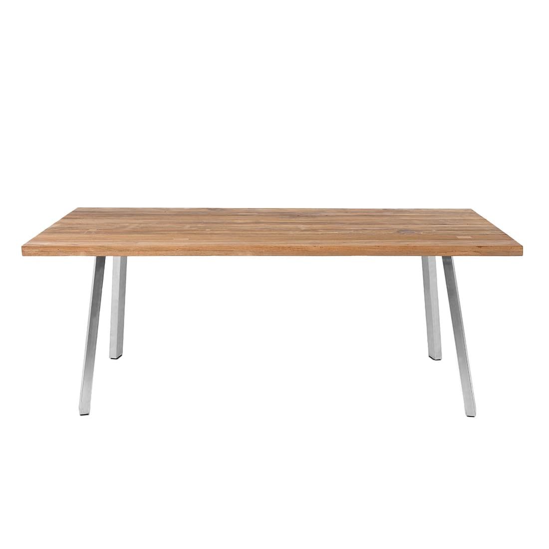 Hagebord rustfritt stål og resirkulert teak 200x100 cm sett bakfra