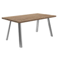 Hagebord Rustic 160x90 cm rustfritt stål/resirkulert teak forfra