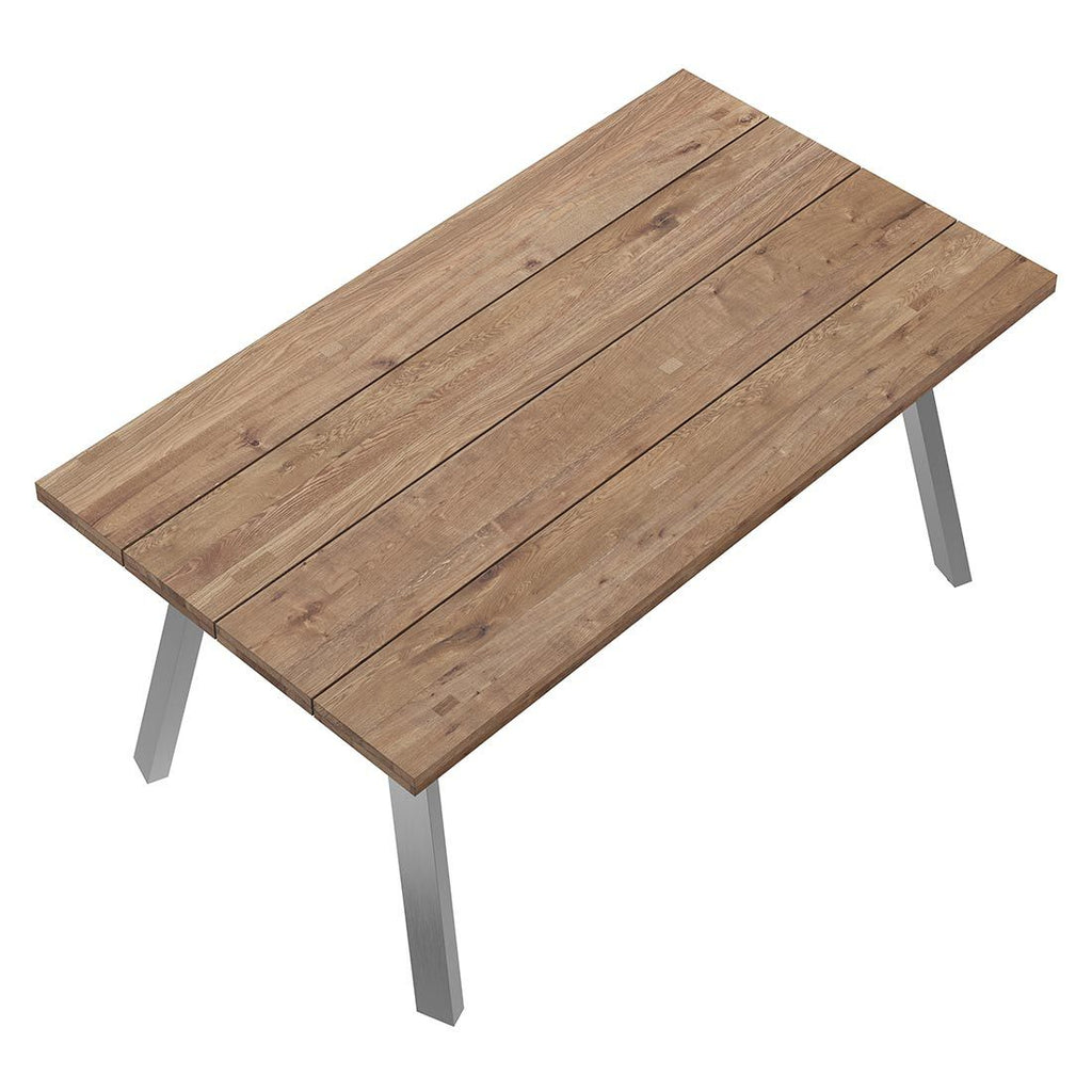 Montert Hagebord Rustic 160x90 cm rustfritt stål/resirkulert teak i hage