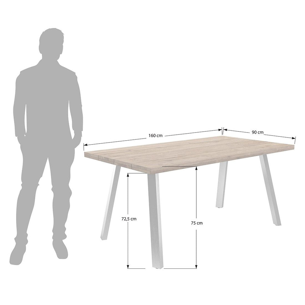 Hagebord Rustic 160x90 cm rustfritt stål/resirkulert teak vist ute