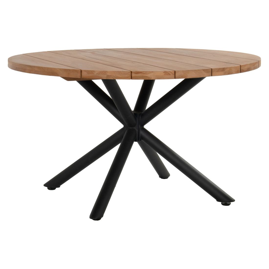 Hagebord Saba Ø130 cm aluminium/resirkulert teak forfra