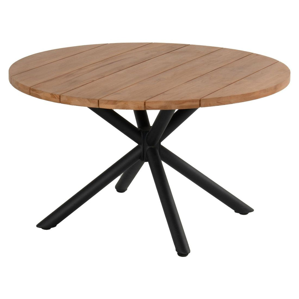 Montert hagebord Saba Ø130 cm aluminium/resirkulert teak i hage
