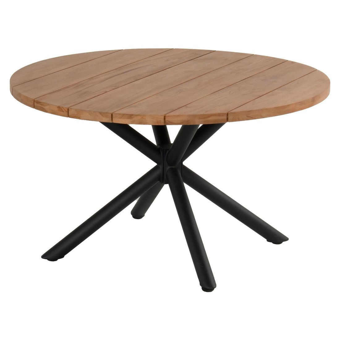 Montert hagebord Saba Ø130 cm aluminium/resirkulert teak i hage