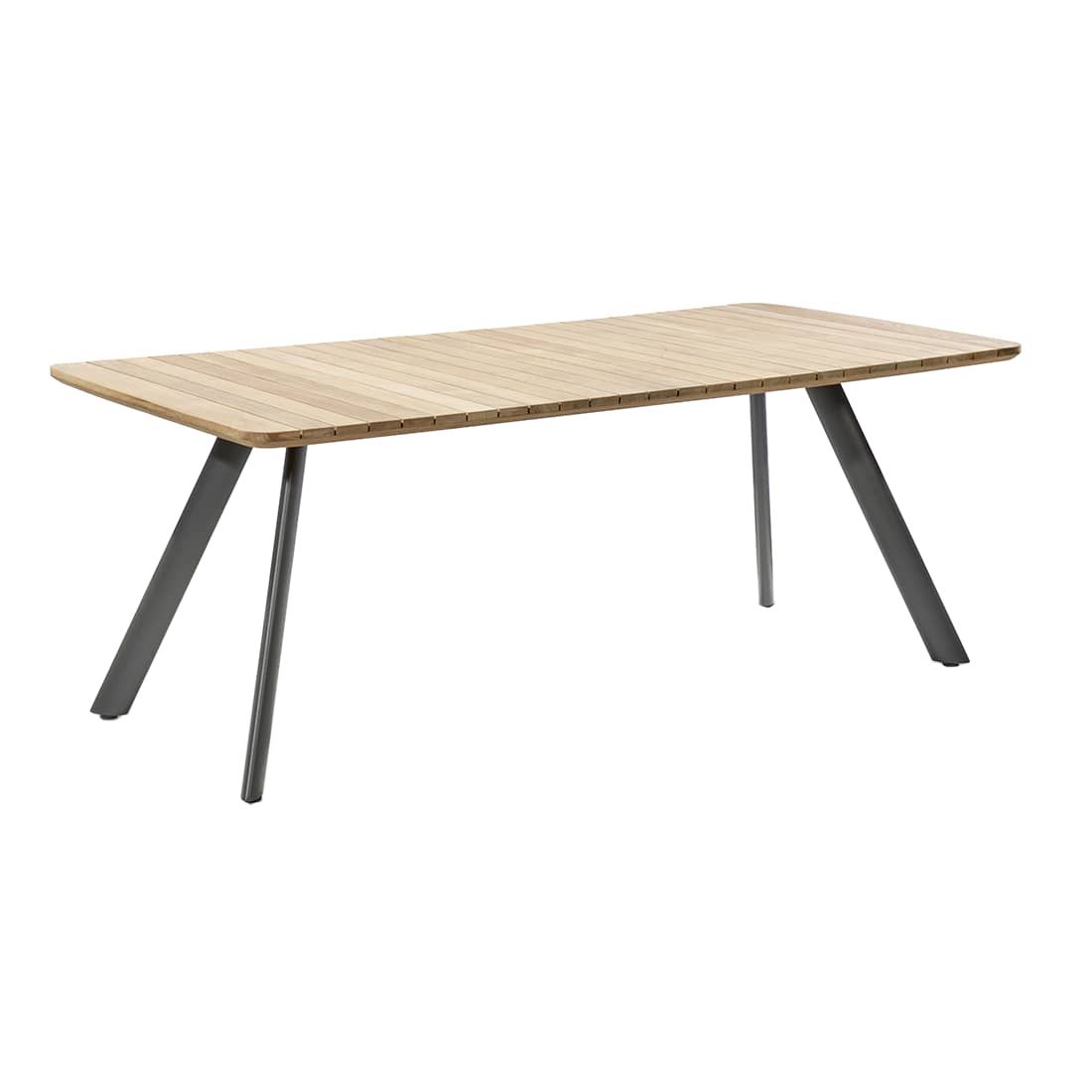 Hagebord Schweden aluminium/teak 200x95 cm front