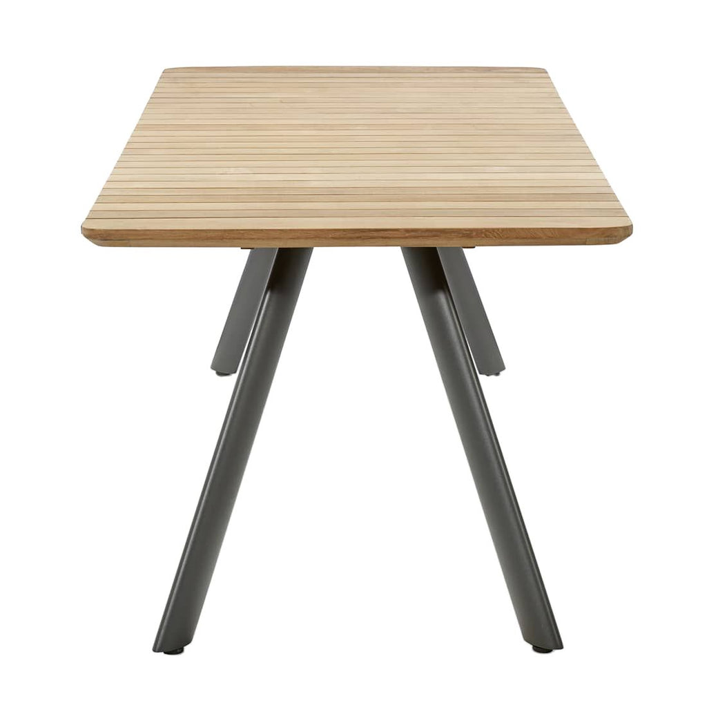 Hagebord Schweden aluminium/teak 200x95 cm detalj av bordplate