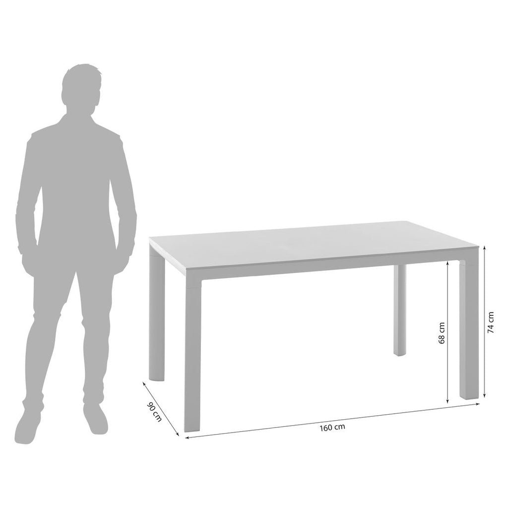 Hagebord Silva 160x90 cm aluminium HPL detalj av bordplate