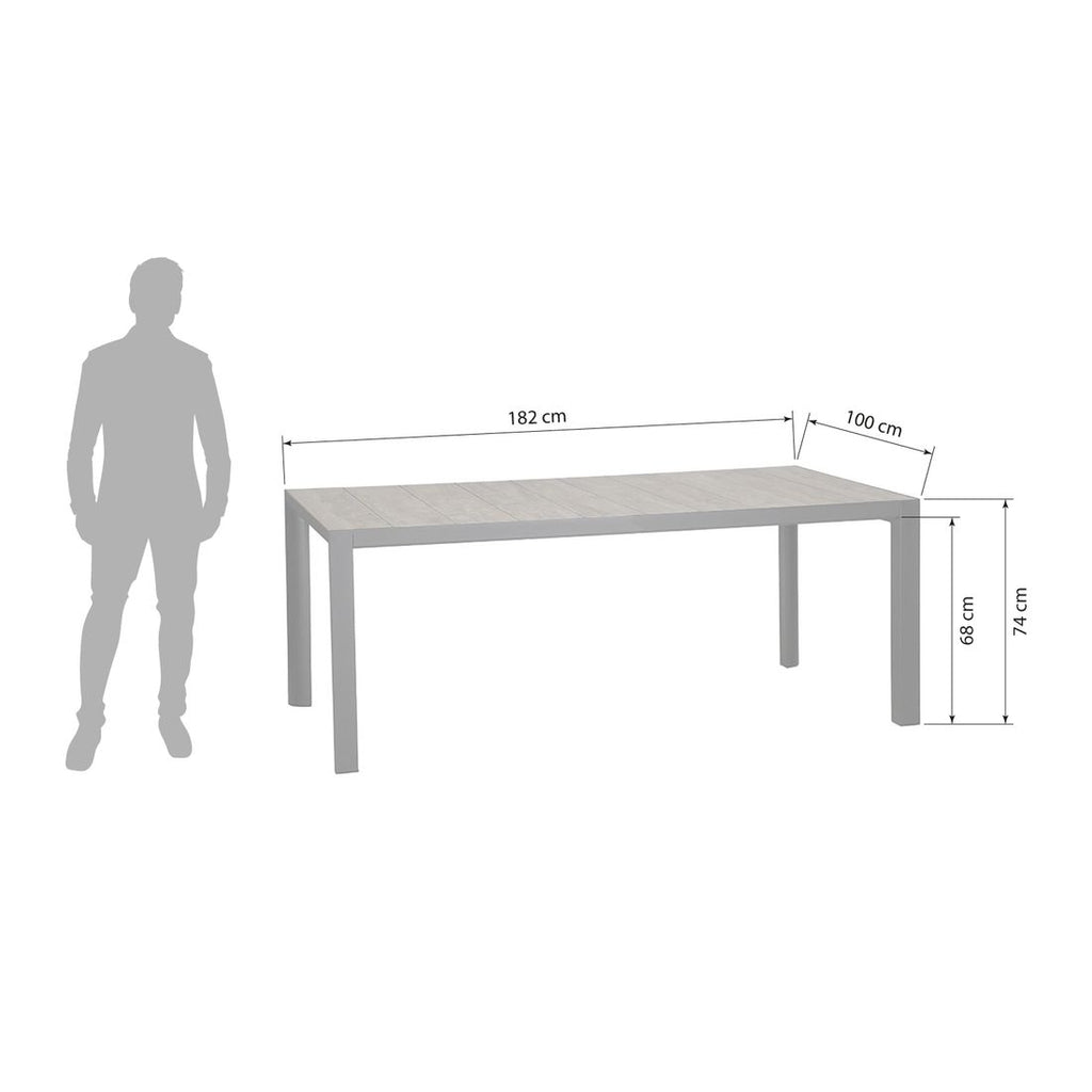 Hagebord Silva 180x100 cm aluminium/keramikk bakside