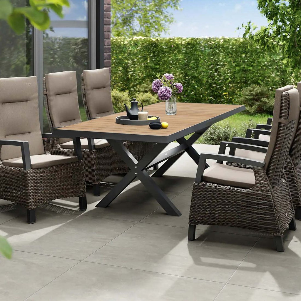 Hagebord Sincro 200x100 cm aluminium/teak bakside