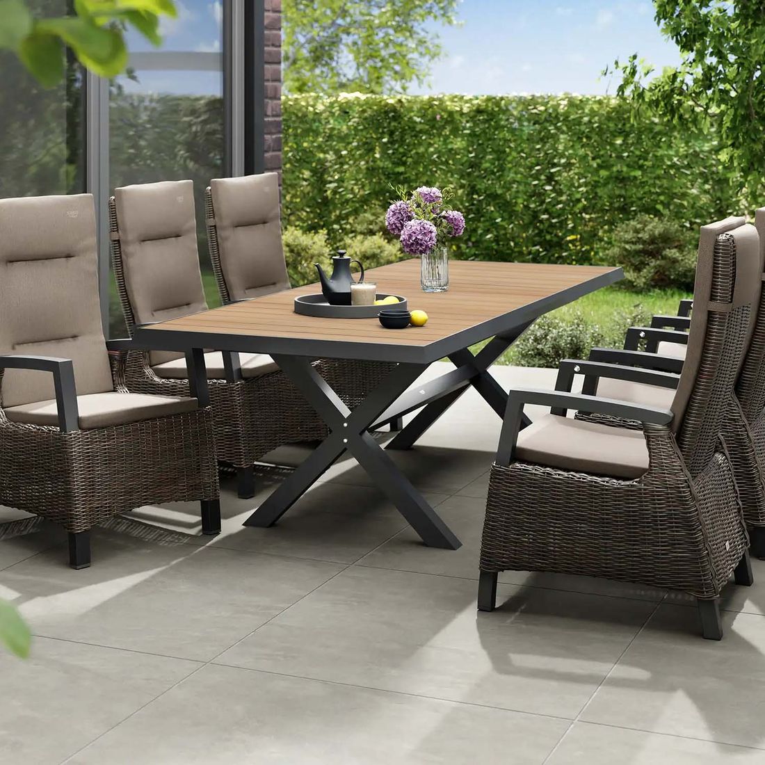 Hagebord Sincro 200x100 cm aluminium/teak bakside