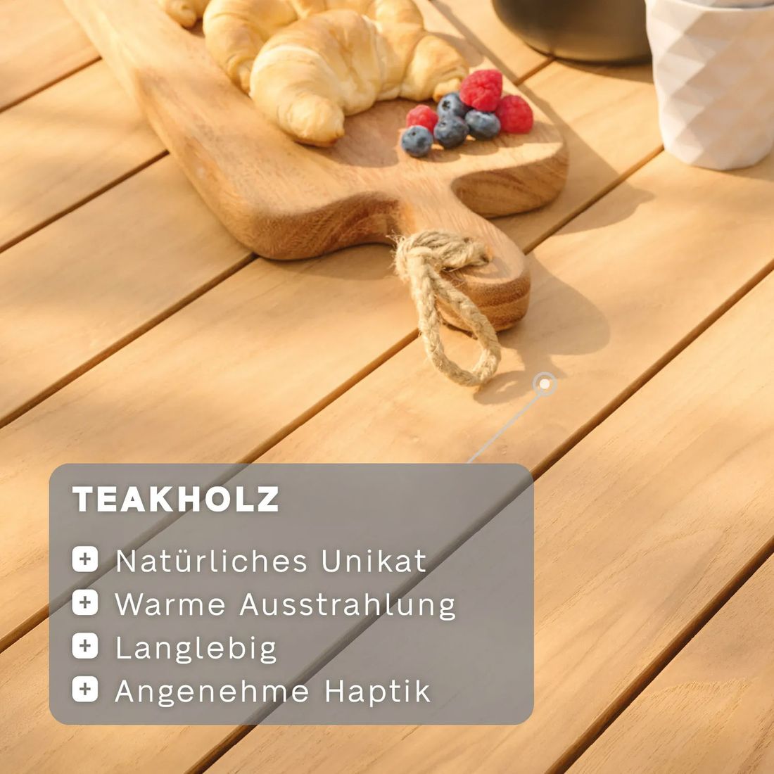 Hagebord Sincro 200x100 cm aluminium/teak sideprofil