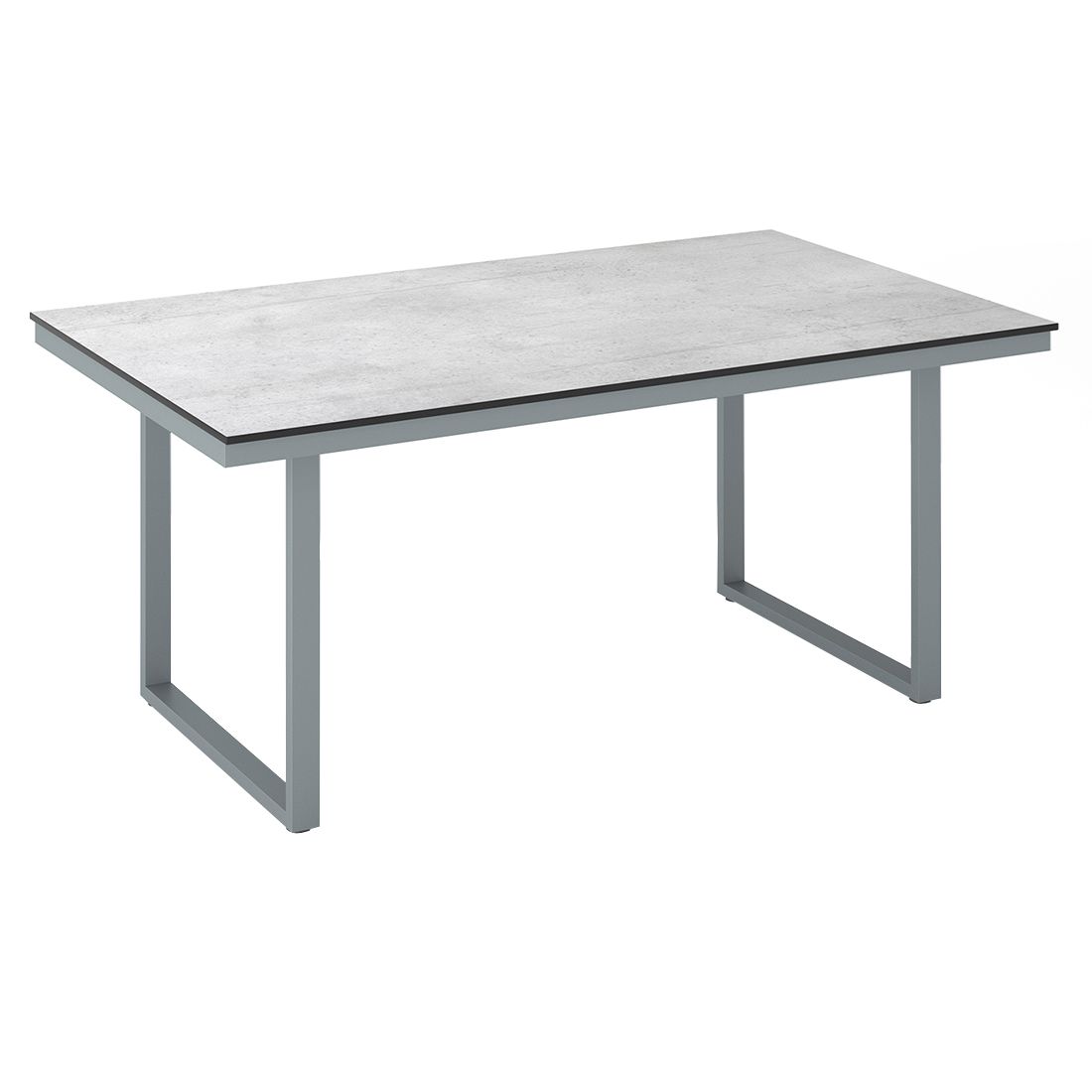 Hagebord Skate aluminium HPL 220x95 cm sølv grå forfra