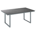 Hagebord Skate aluminium HPL 220x95 cm sølv antrasitt forfra