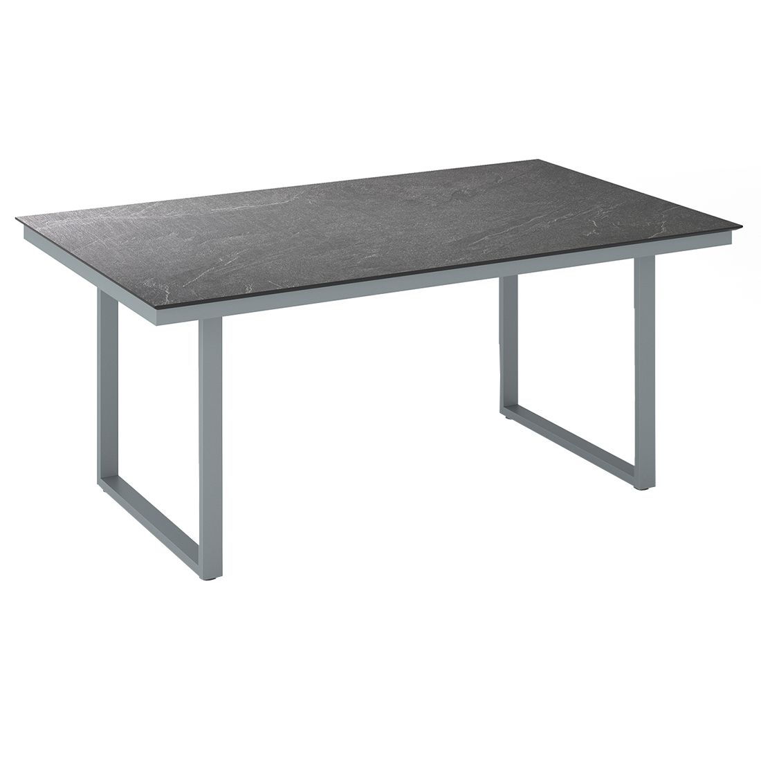 Hagebord Skate aluminium HPL 220x95 cm sølv antrasitt forfra