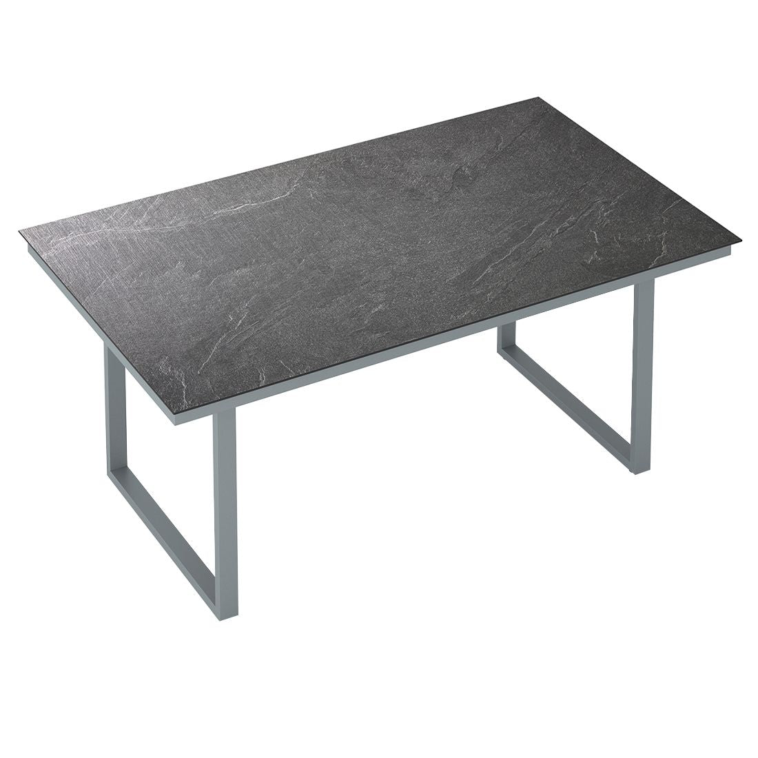 Hagebord Skate aluminium HPL 220x95 cm sølv antrasitt detalj av bordplate