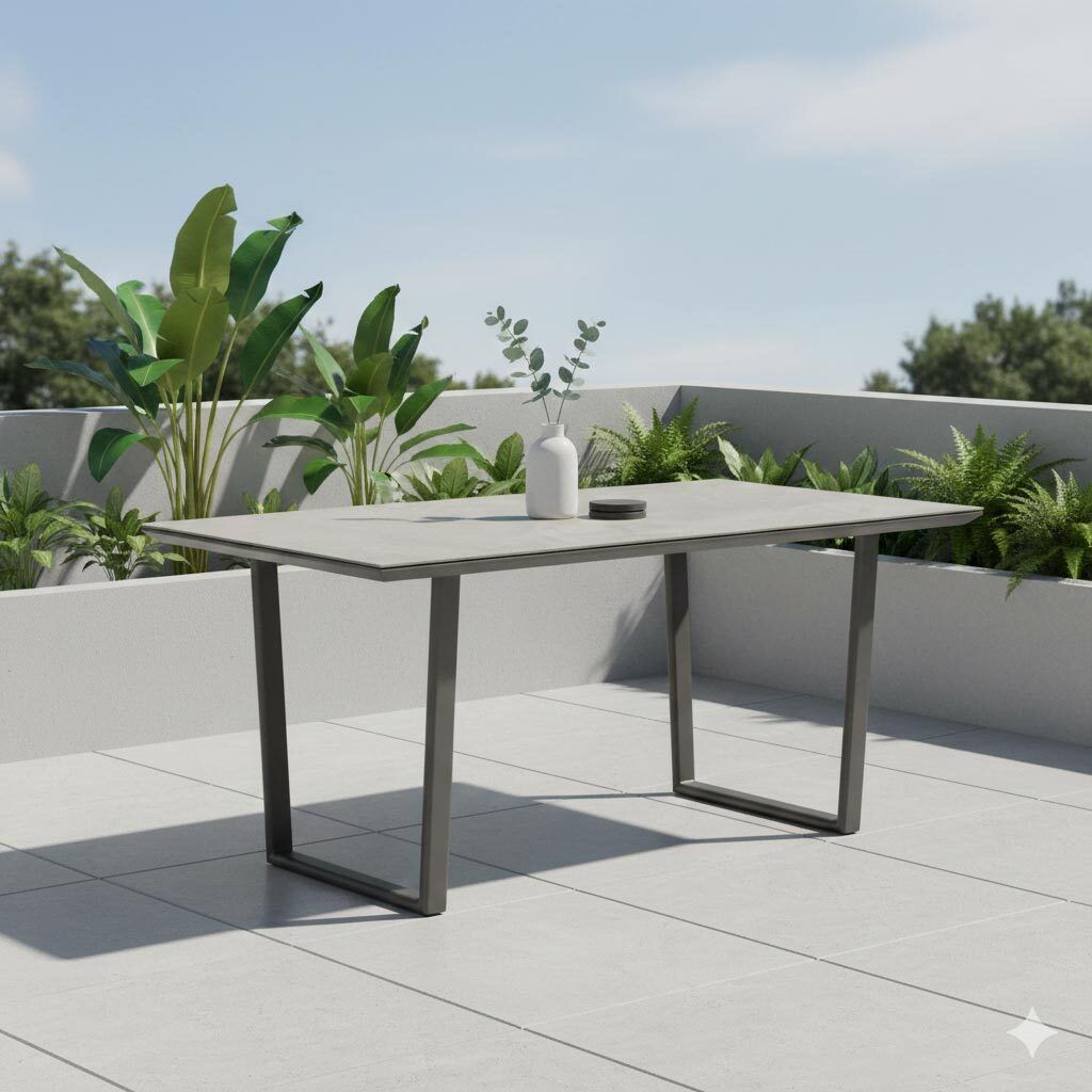Hagebord Sofano 140x80 cm aluminium/glasskeramikk bakside
