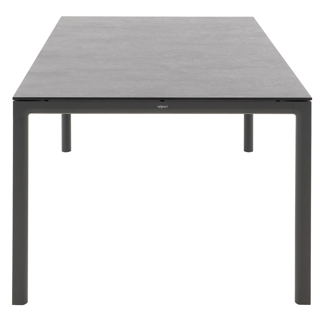 Detalj av bordplate på Hagebord Soft aluminium HPL 200x100 cm antrasitt