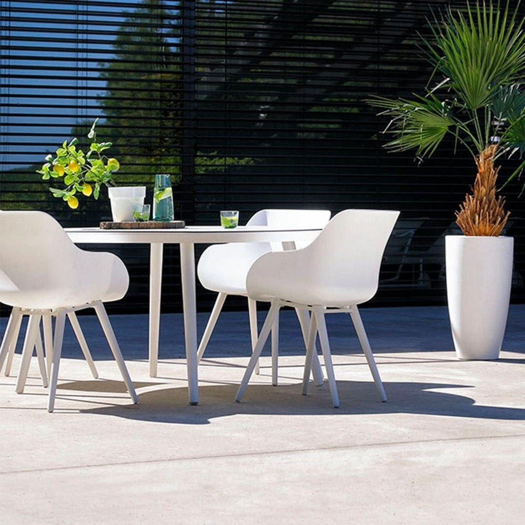 Hagebord Sophie Studio Ø128 cm aluminium HPL nærbilde bordplate