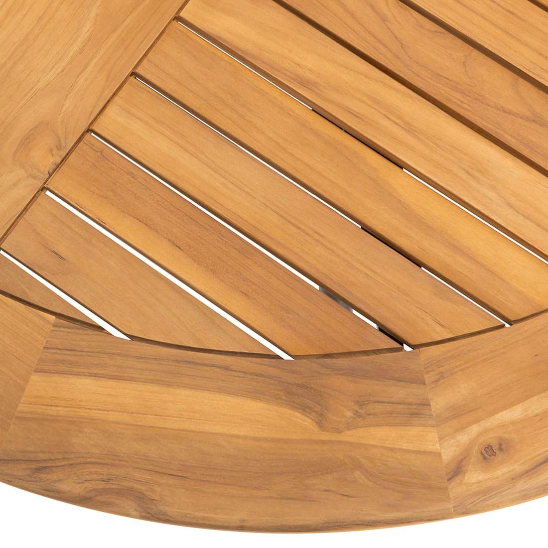 Detalj av bordplate i teak på Hagebord South Wales Ø120 cm aluminium/teak - Hartman