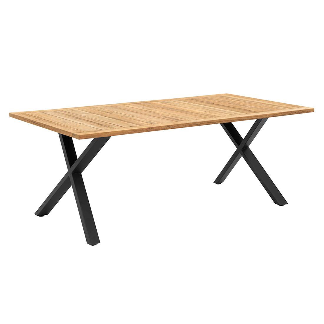 Hagebord stål og resirkulert teak 200x100 cm - OUTLIV forfra