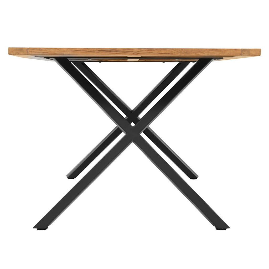 Detalj av bordplate i resirkulert teak på Hagebord stål og resirkulert teak 200x100 cm - OUTLIV