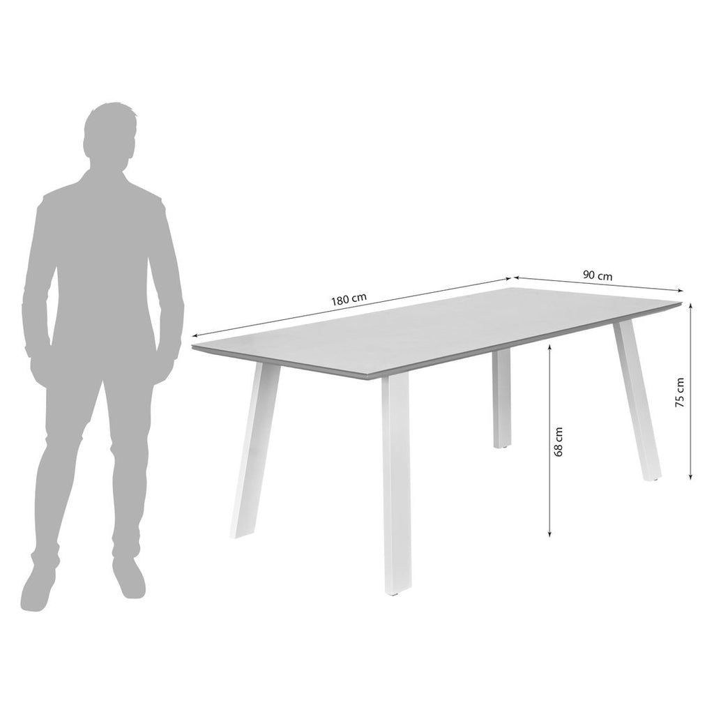 Hagebord Sunrest aluminium/glasskeramikk 180x90 cm detalj av bordplate