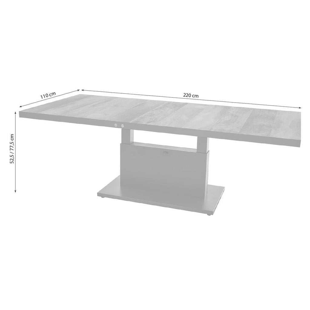 Hagebord Talina+ 220x100 cm høydejusterbar aluminium detalj keramisk bordplate