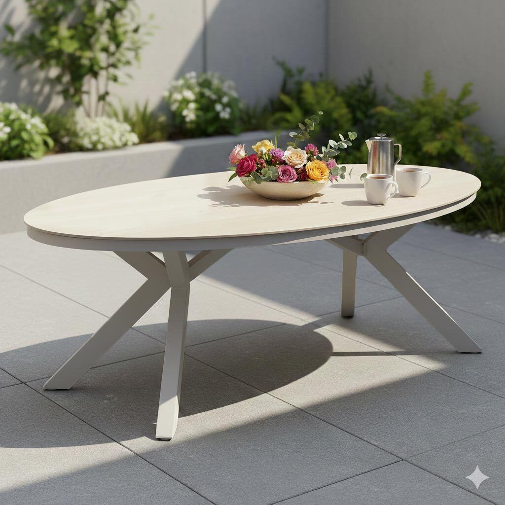 Hagebord Terano low dining aluminium/sinterstone 220x120 cm bakside