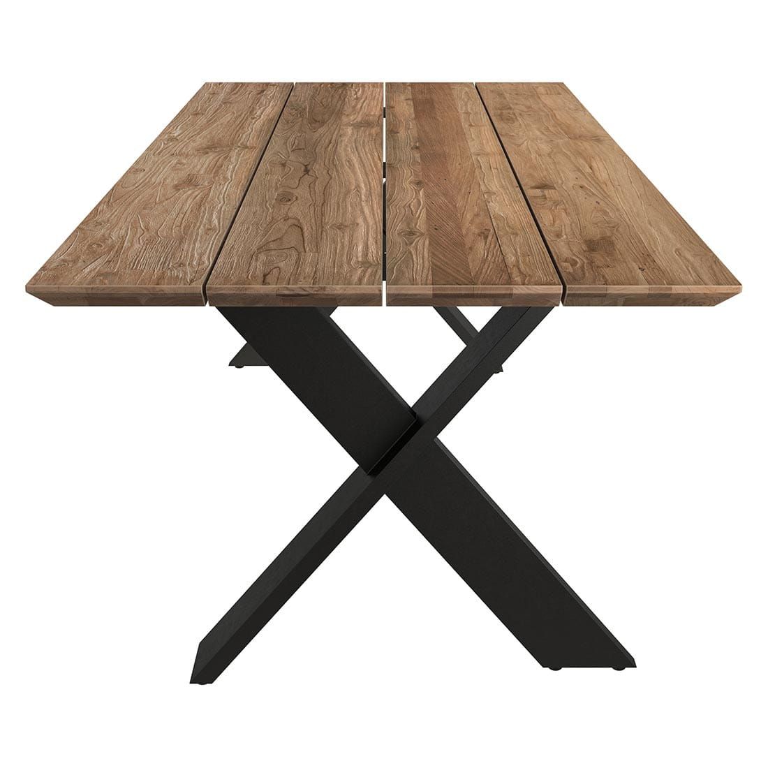 Detalj av bordplate i resirkulert teak på Hagebord Tilburg