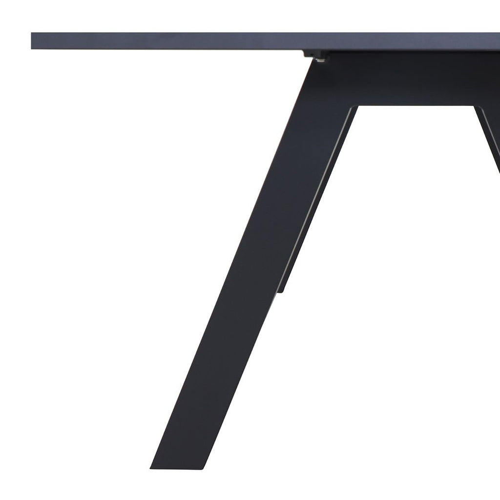 Hagebord Tirana 200x100 cm aluminium/teak sideprofil