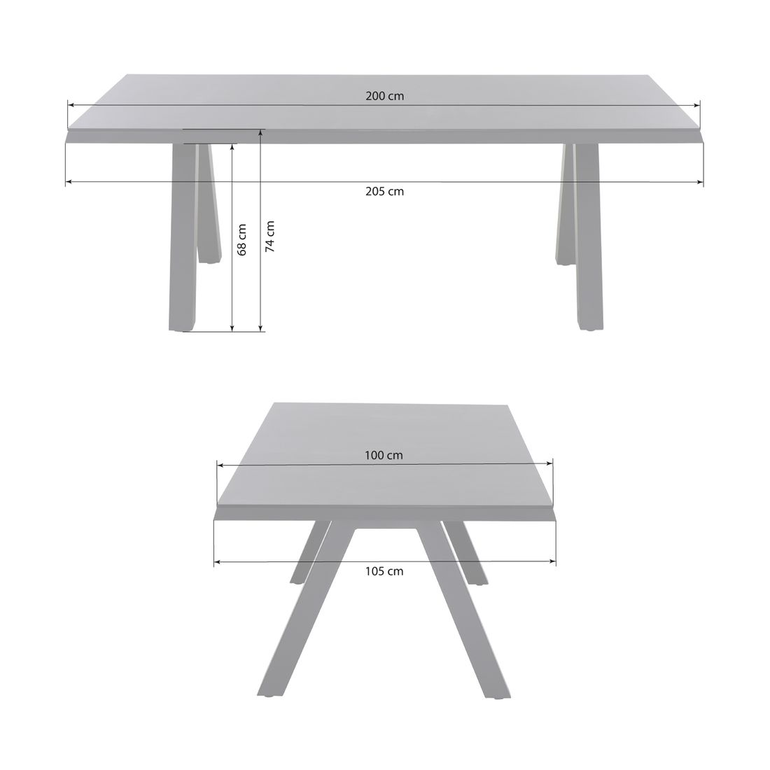 Hagebord Tirana aluminium HPL 200x100 cm bakside