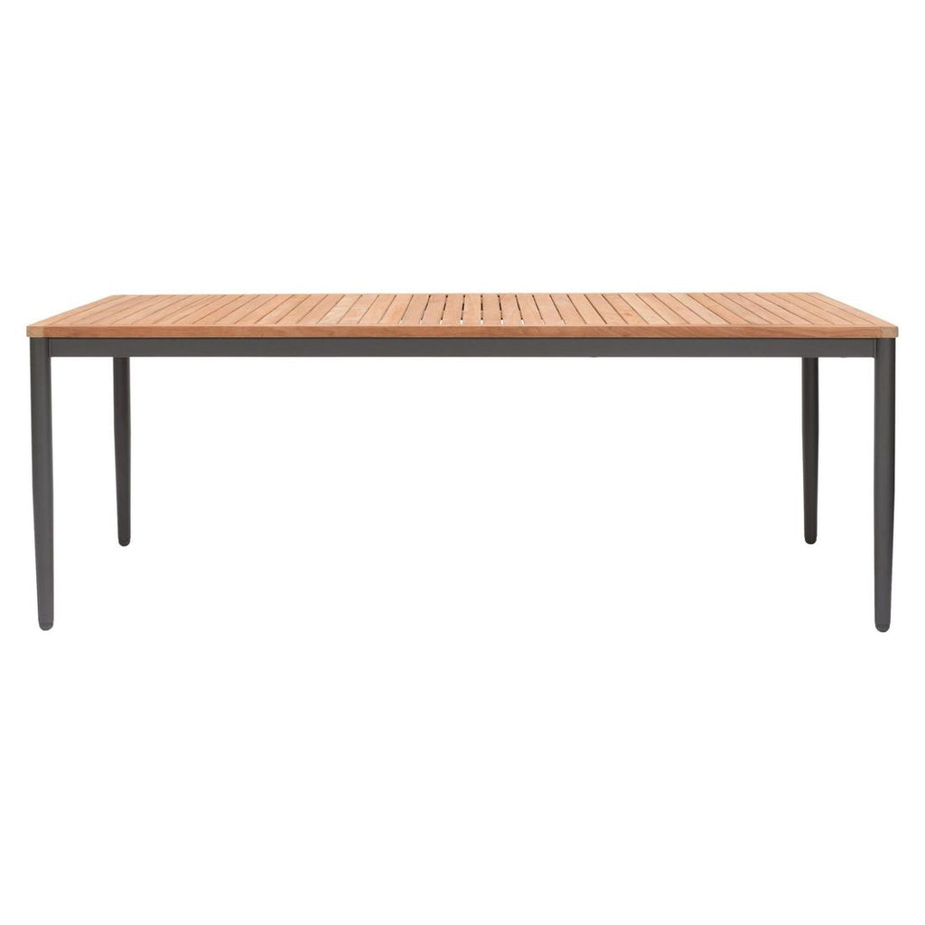 Nærbilde av aluminium ramme på Hagebord Topaz aluminium/teak 201x90 cm