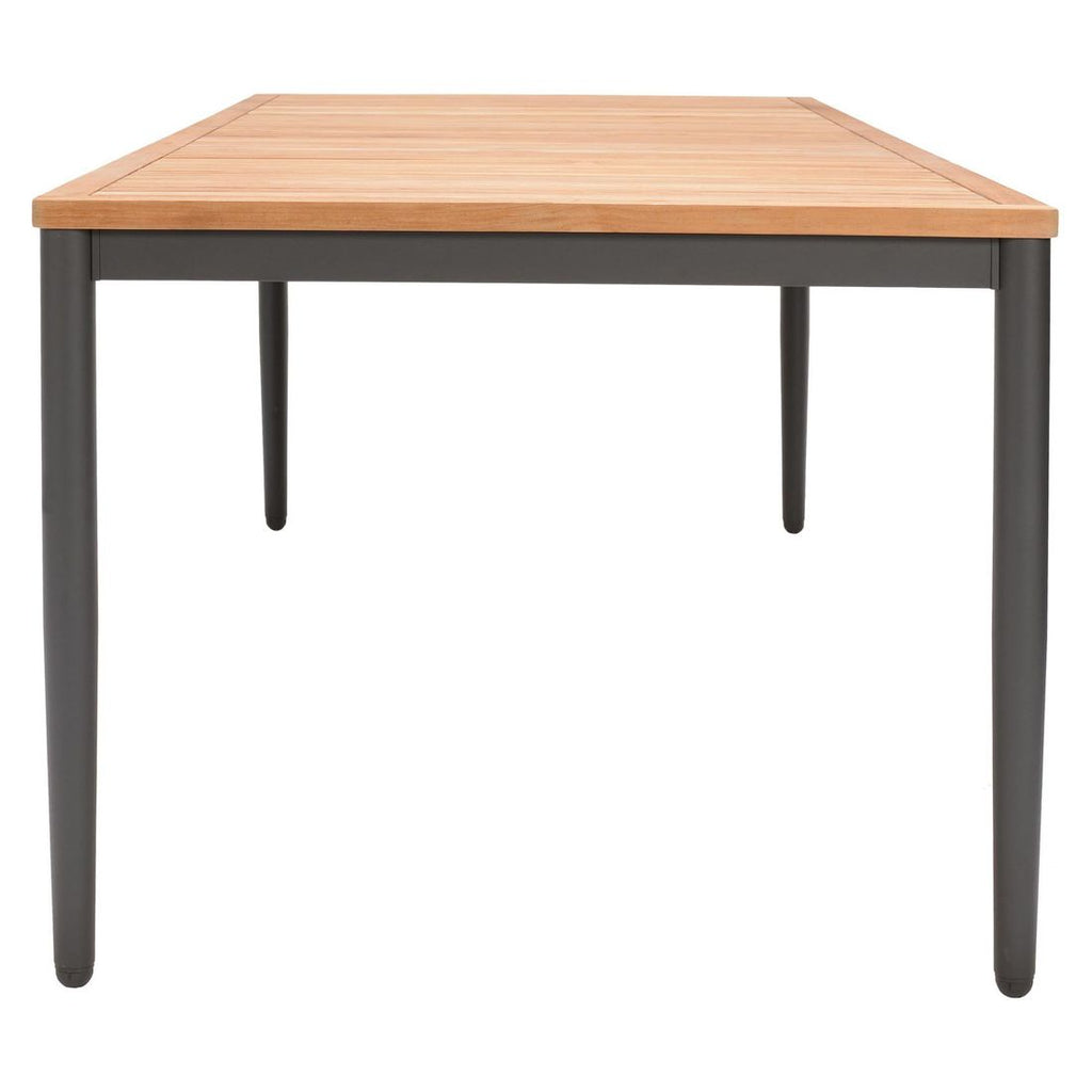 Hagebord Topaz aluminium/teak 201x90 cm montert i hage