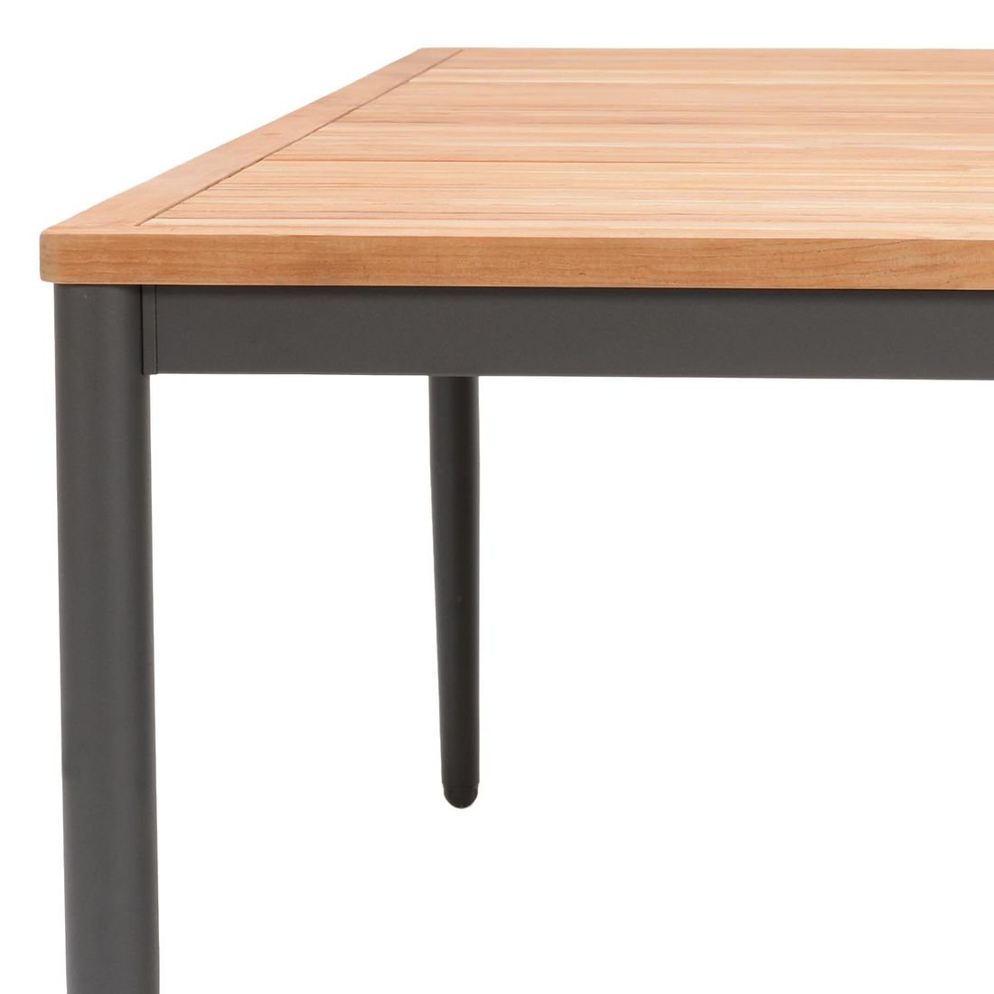 Oversiktsbilde av Hagebord Topaz aluminium/teak 201x90 cm på terrasse