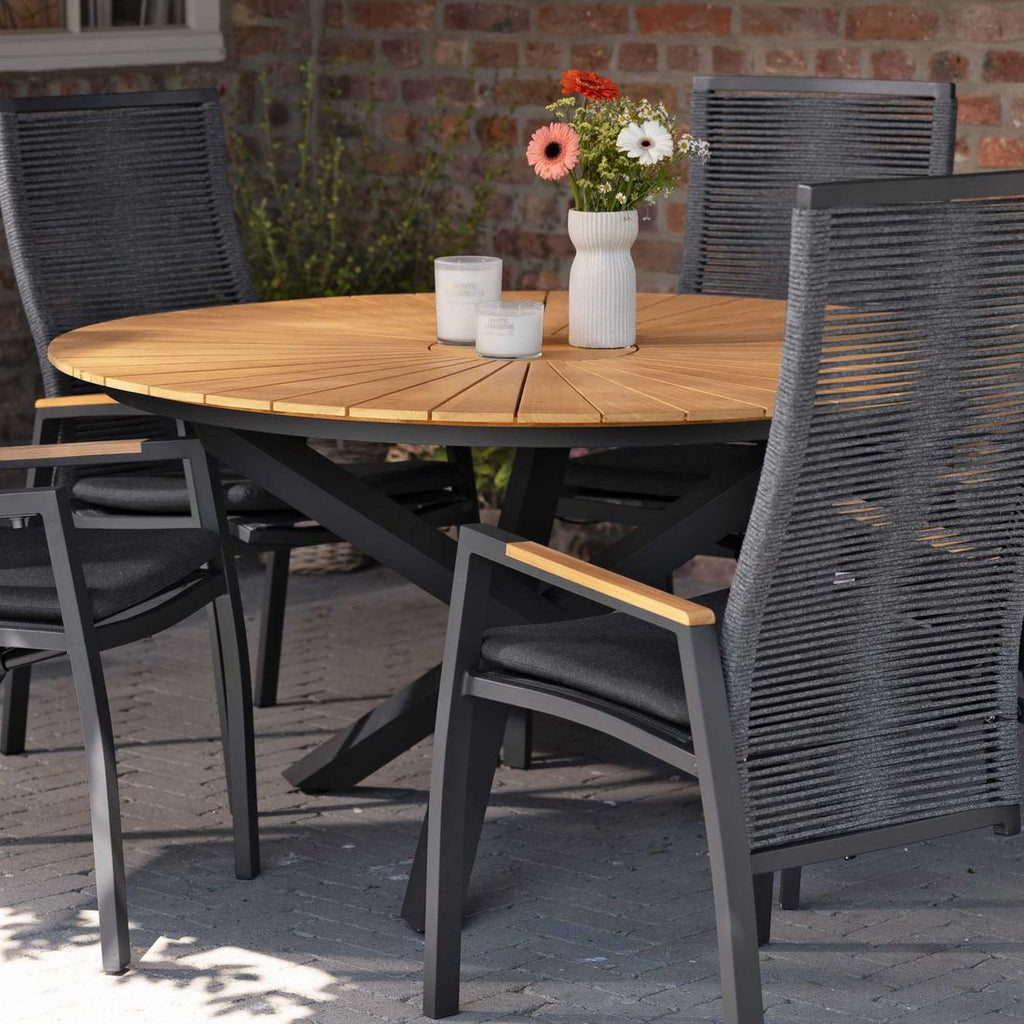 Hagebord Unicamo Ø120 cm aluminium/teak - LC Garden bakside