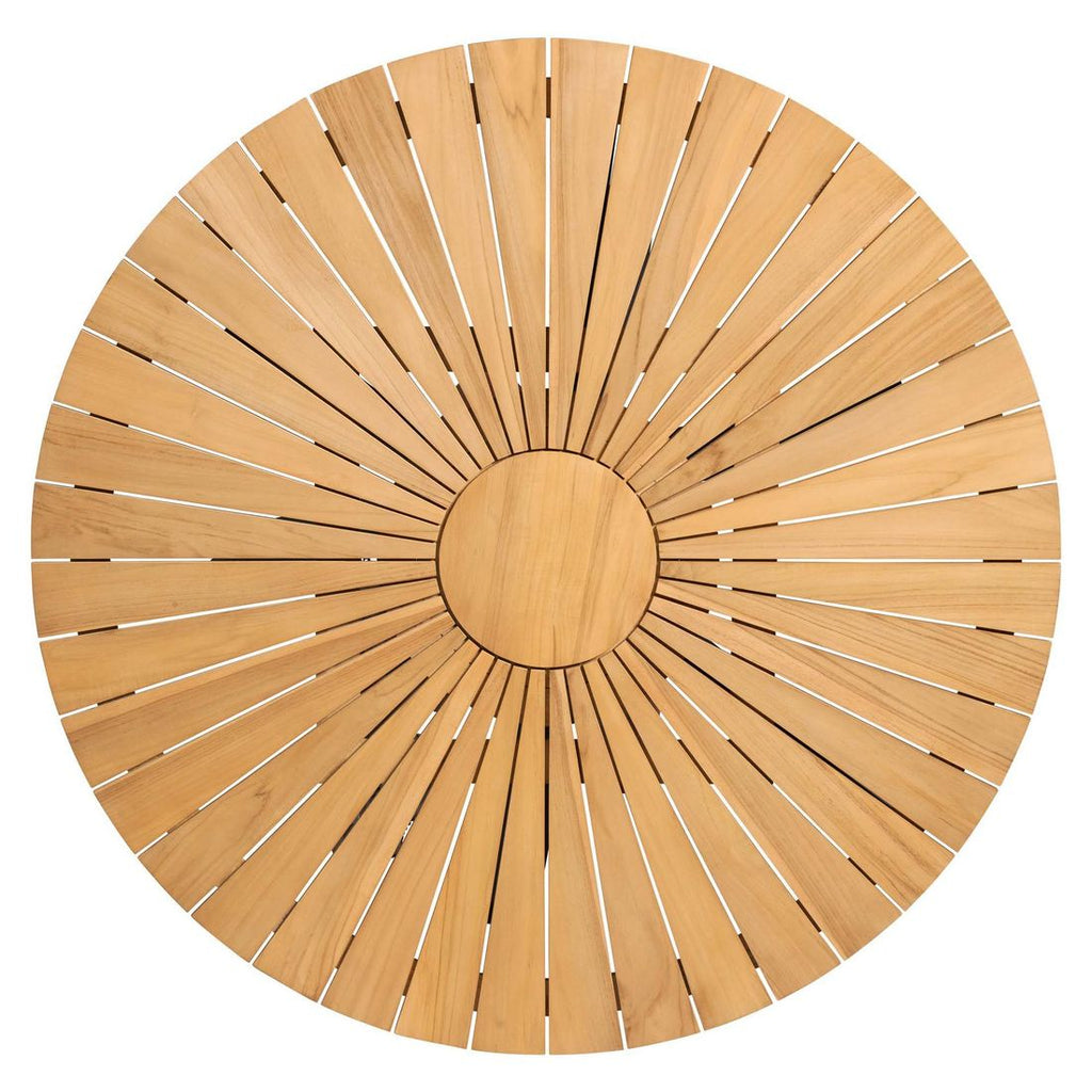 Montert Hagebord Unicamo Ø120 cm aluminium/teak - LC Garden på terrasse
