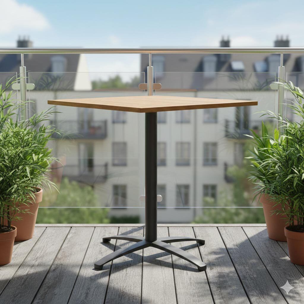 Hagebord Unicamo 70x70 cm aluminium teak bakside