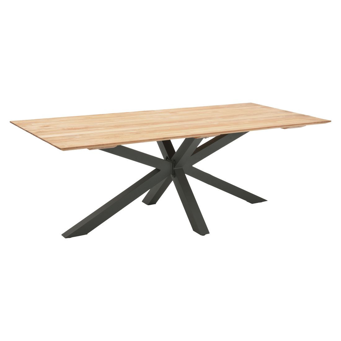 Hagebord Viborg aluminium/teak 216x99 cm forfra