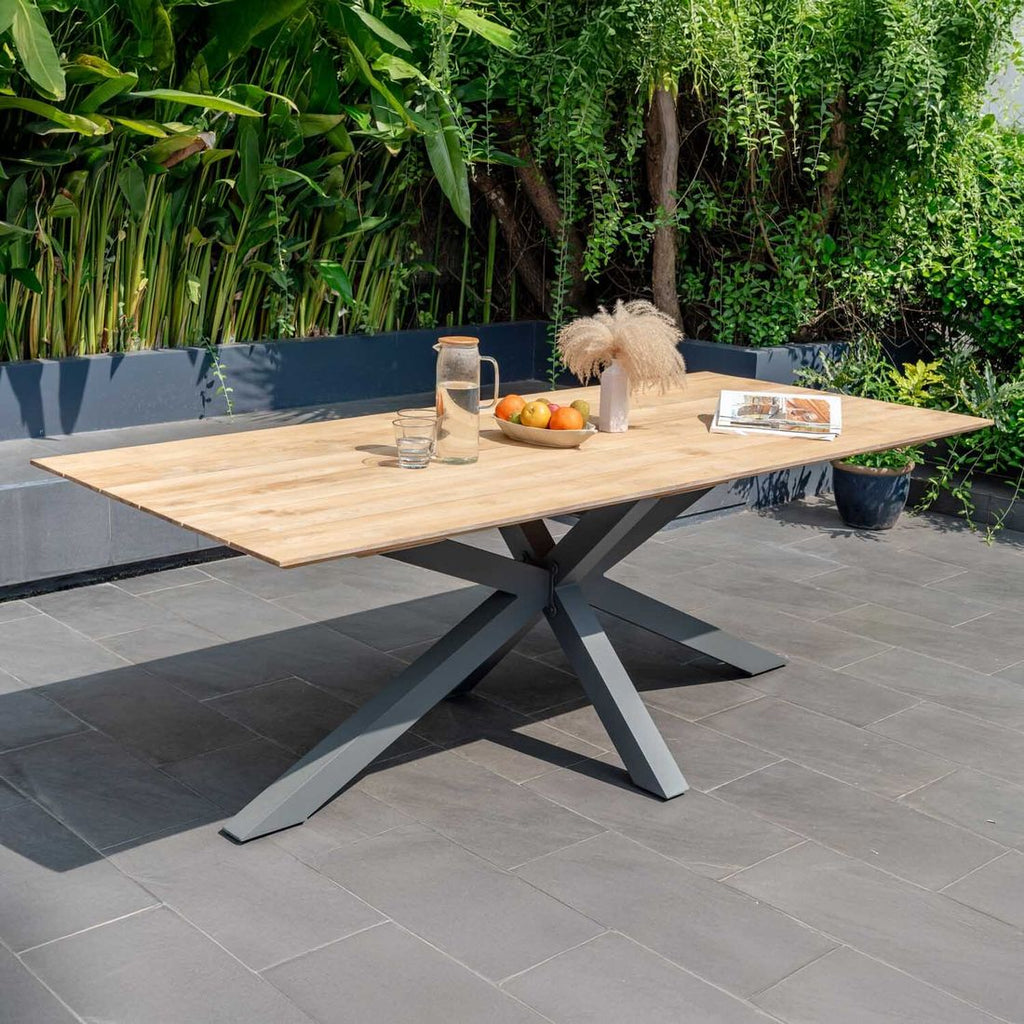 Hagebord Viborg aluminium/teak 216x99 cm bakside