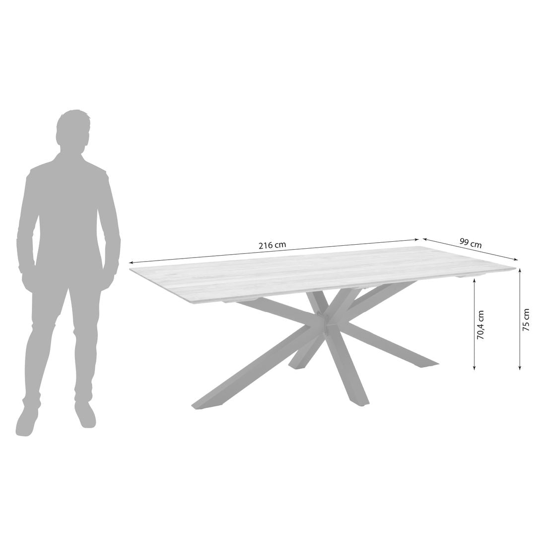 Nærbilde av aluminium understell på Hagebord Viborg aluminium/teak 216x99 cm