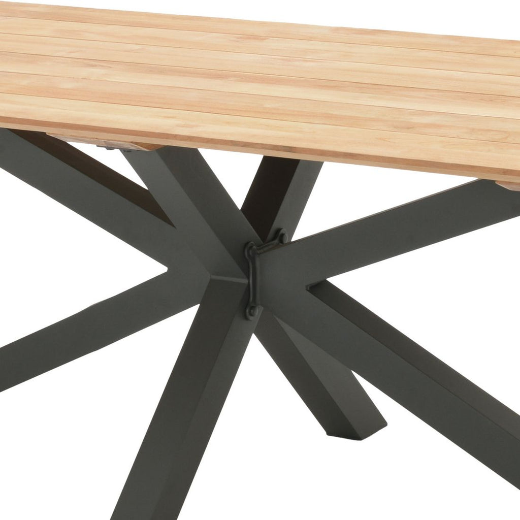 Hagebord Viborg aluminium/teak 216x99 cm sett fra siden