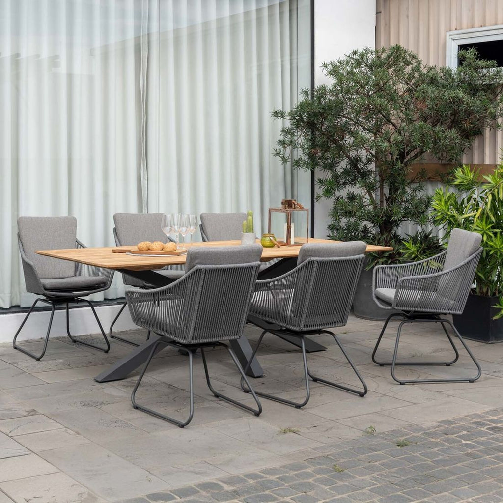 X-formet aluminium understell på Hagebord Viborg aluminium/teak 216x99 cm