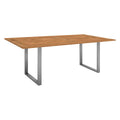 Hagebord Viona 180x100 cm rustfritt stål/teak forfra