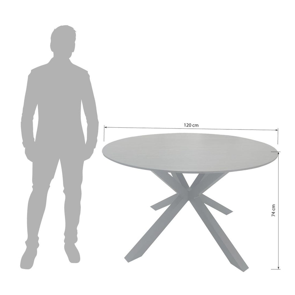 Detalj av bordplate på Hagebord Winton Ø120cm aluminium/sinterstone