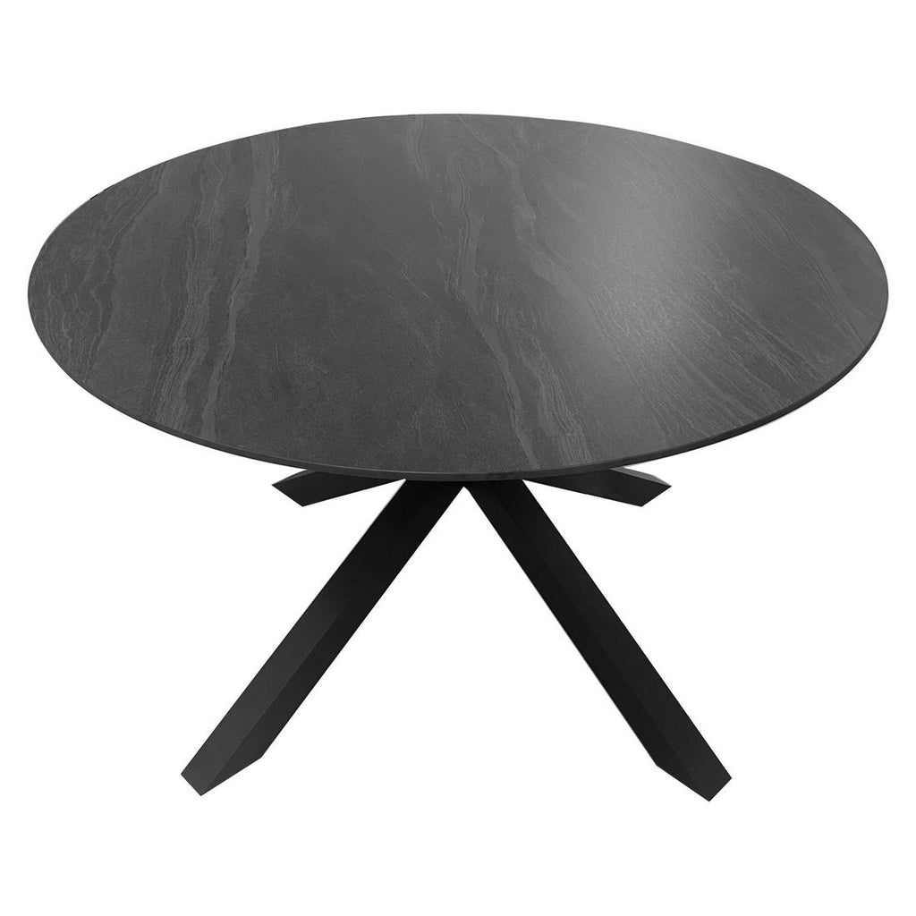 Montert Hagebord Winton Ø120cm aluminium/sinterstone i hage